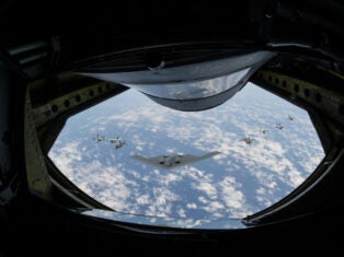 USAF B-2 Spirit conducts training operations with RAAF fighter aircraft