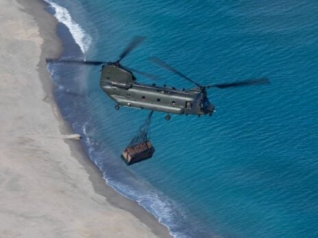 RAF Chinook helicopter transports radar parts to Rock of Gibraltar