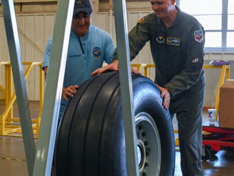 USAF 97th MXG demonstrates new KC-46 tire refurbishment process