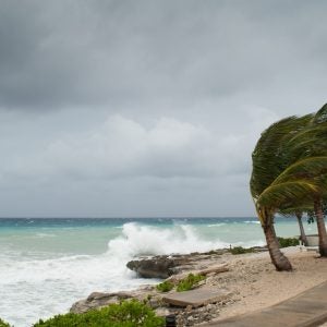 A hurricane is about to batter this caribbean beach hut. Shutterstock: Drew McArthur