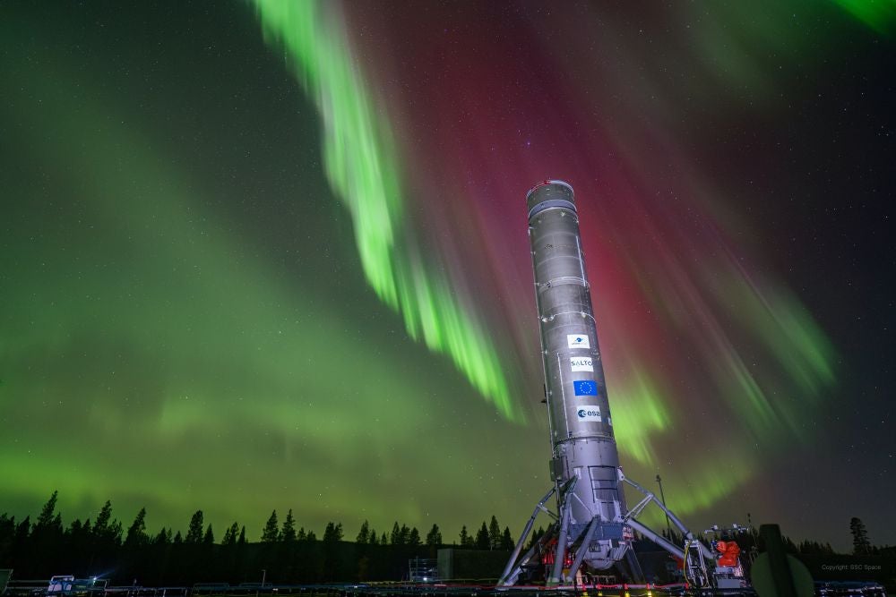 Themis in northern lights. Themis is Europe’s first full-scale reusable rocket stage demonstrator, a European Space Agency initiative