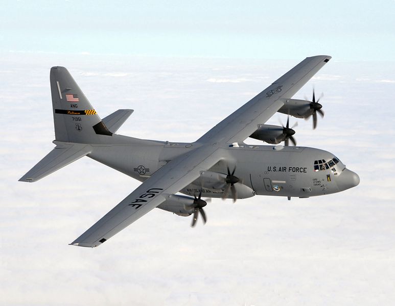 A US Air Force Lockheed Martin C-130J Hercules aircraft 