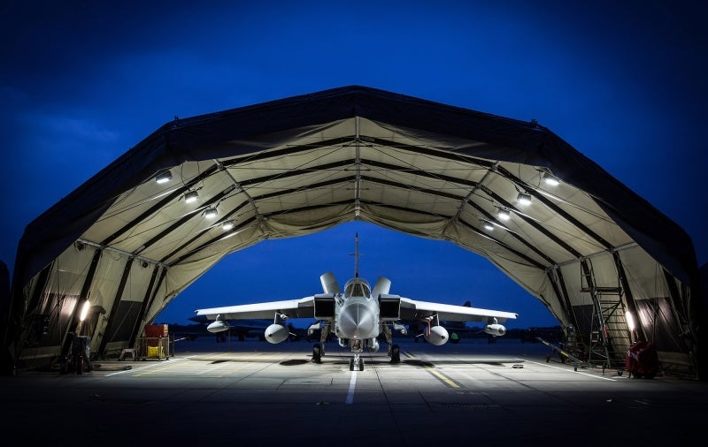 Rubb Military aircraft shelters at Typhoon trial RAF Coningsby